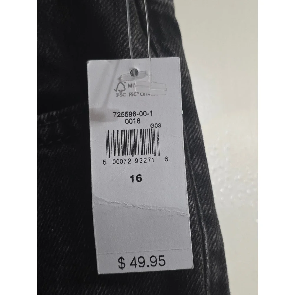 NWT GAP Teen 16 Girlfriend‎ High Rise Jeans Black Wash With Raw Hem Jeans